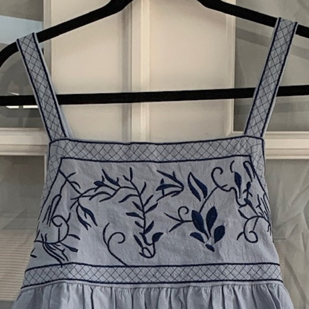 Embroidered Square Neck Peplum Tank Top - Picture 3 of 4